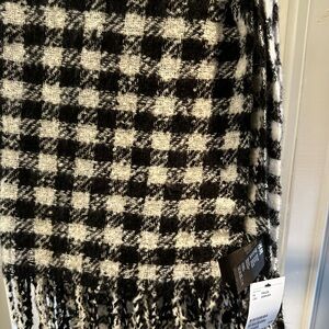 H&M Black and White Check Fringe Scarf